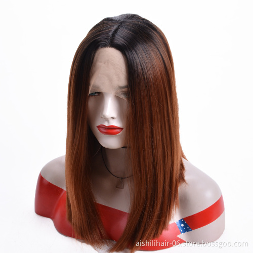 Aishili wholesale ombre 360 straight lace front wigs heat resistant synthetic wigs for black women